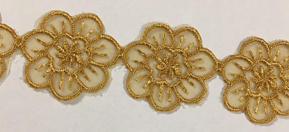 Broderad chiffongspets Blomgirlang - 4