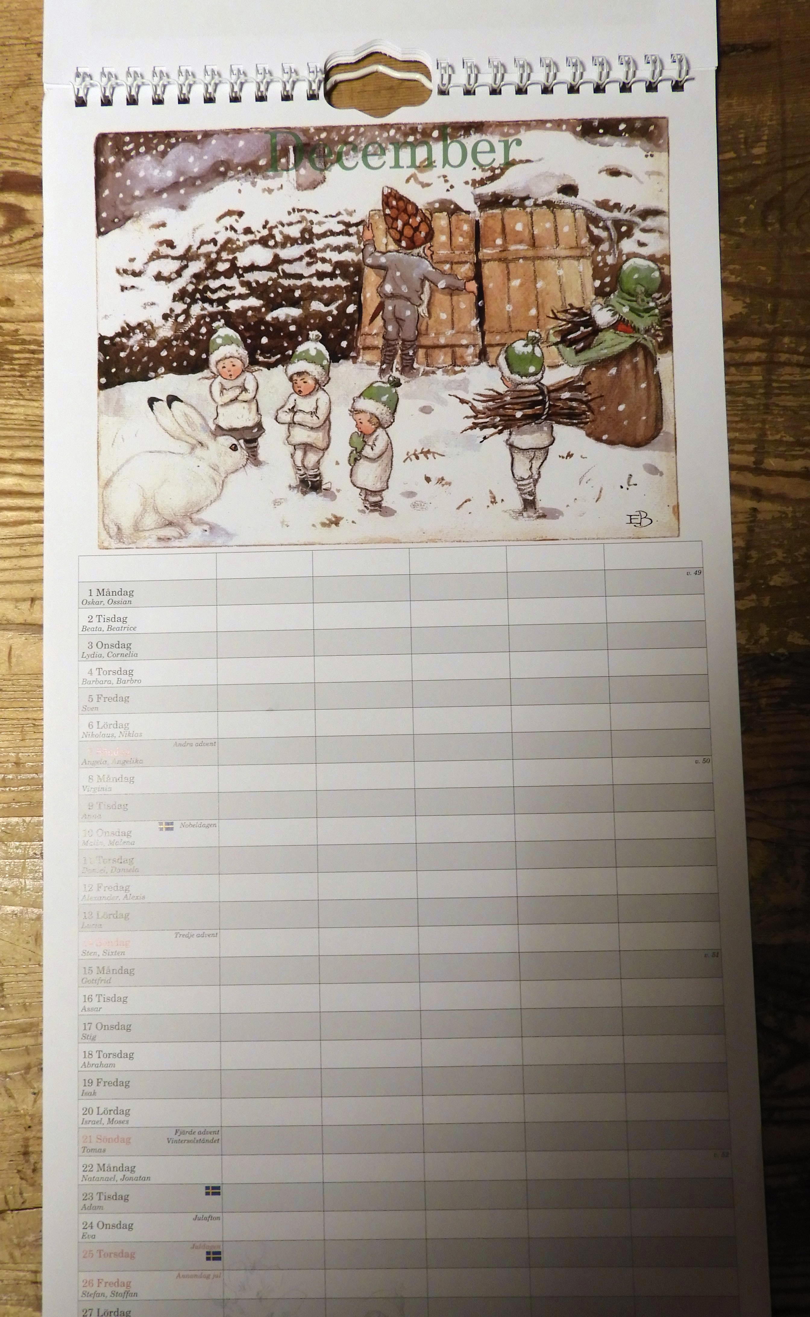 Tomtebobarnen familjekalender 2025 - 12