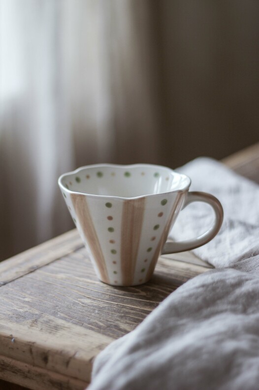 Majas mugg dots&stripes brown/green - 2