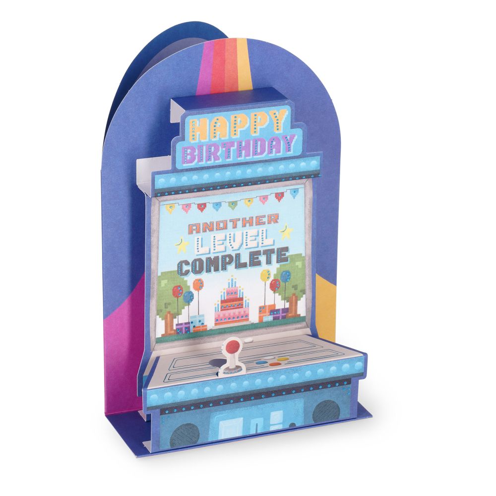 Popup Greeting card, Arcade game, Happy Birthday, Another level complete (BGPU0003)