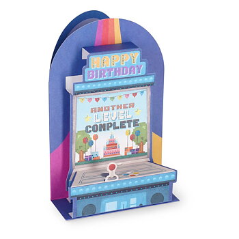 Popup Greeting card, Arcade game, Happy Birthday, Another level complete (BGPU0003)
