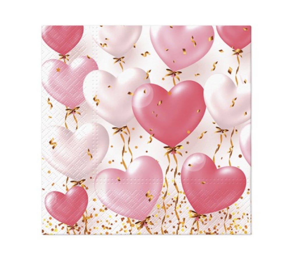 Servetter / Lunch / Heart Balloons