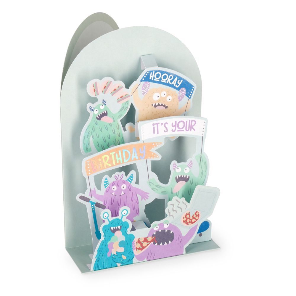 Popup Greeting card, Monster, Hooray it´s your Birthday, Wahoo! (BGPU0011)