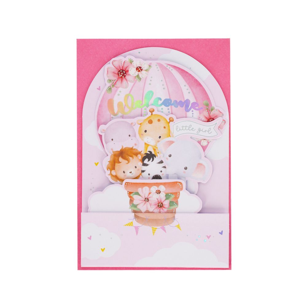Popup Greeting card, Baby girl, Welcome Little girl (BGPU0015) - 2