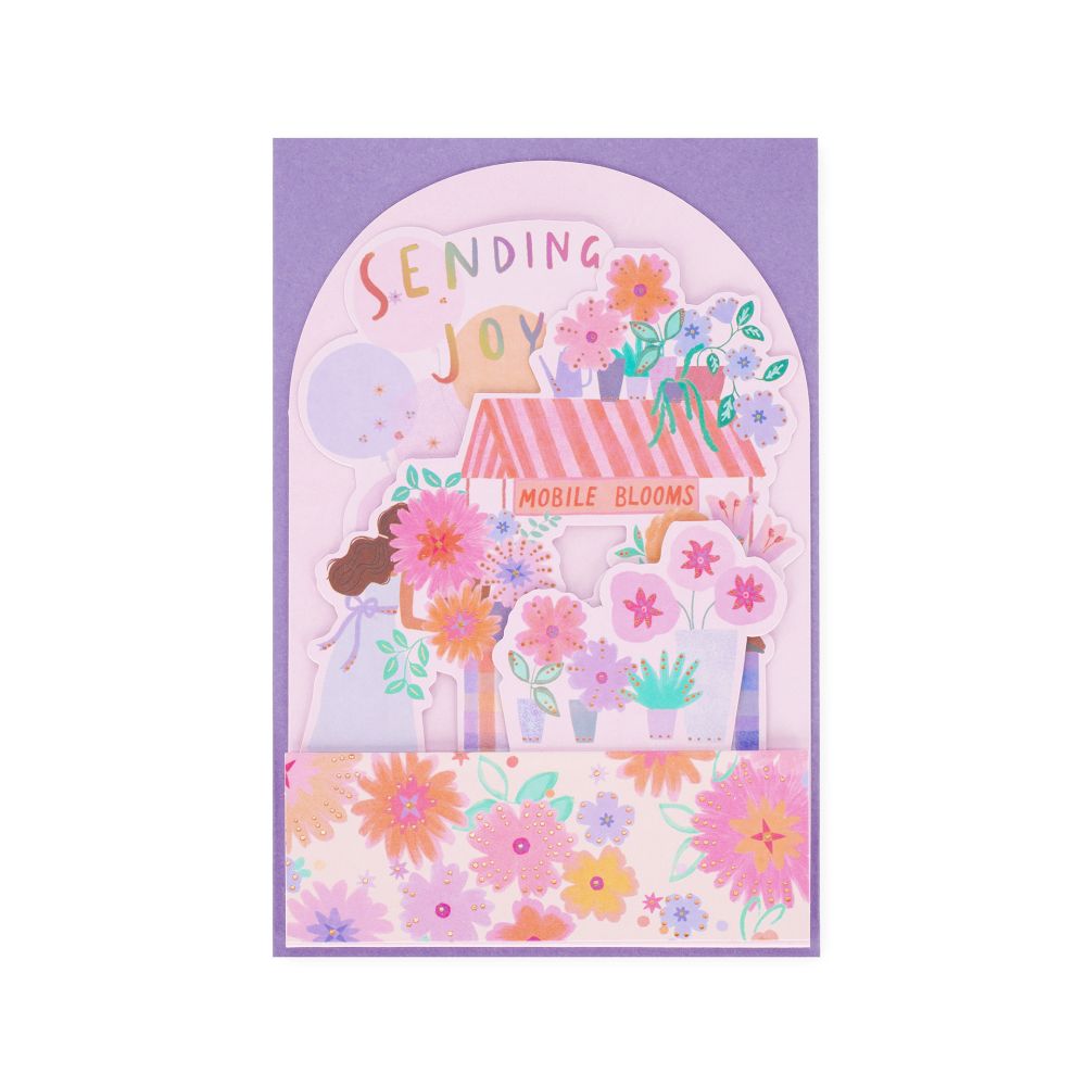 Popup Greeting card, Flower cart, Sending joy, Mobile blooms (BGPU0017) - 2