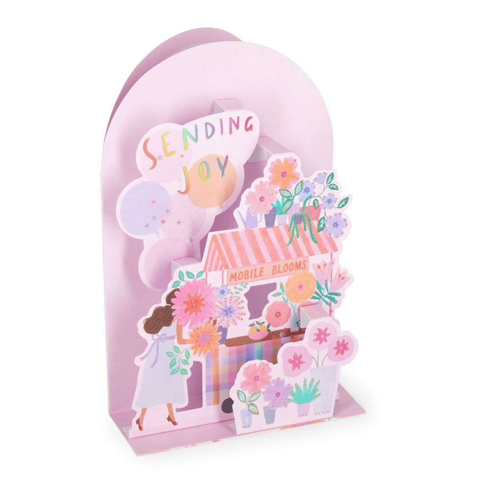 Popup Greeting card, Flower cart, Sending joy, Mobile blooms (BGPU0017)