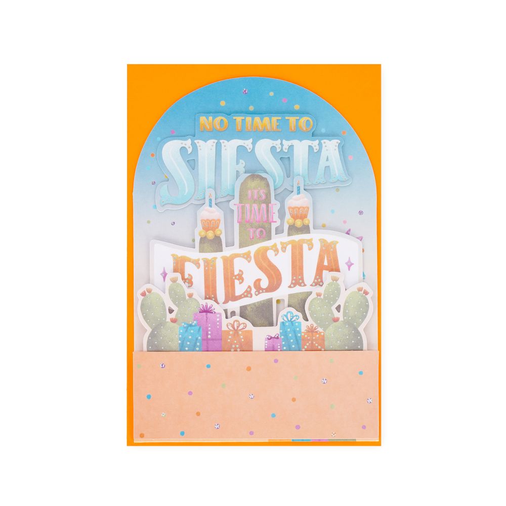 Popup Greeting card, Cactus, No time to Siesta, it´s time to Fiesta (BGPU0018) - 2