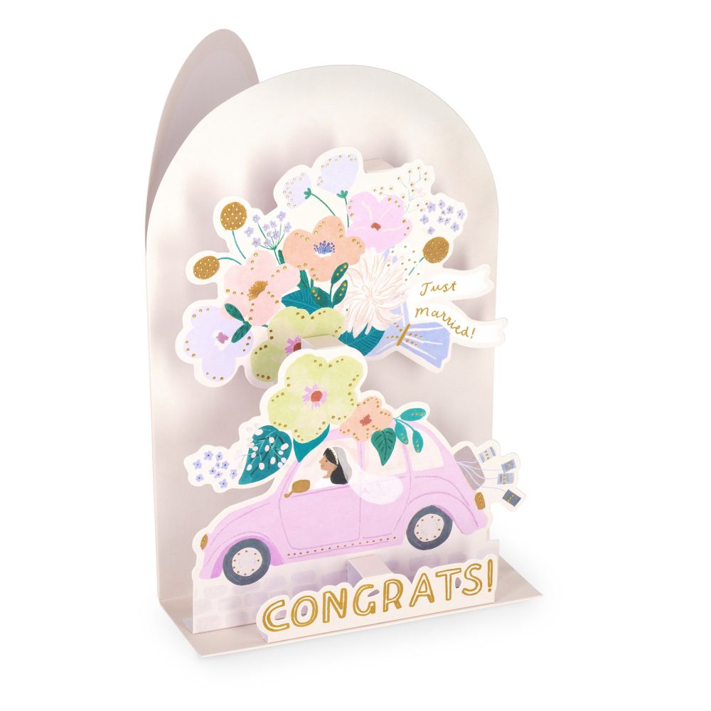Popup Greeting card, Wedding car, Congrats! Just Married (BGPU0024)