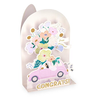 Popup Greeting card, Wedding car, Congrats! Just Married (BGPU0024)
