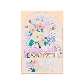 Popup Greeting card, Wedding car, Congrats! Just Married (BGPU0024)