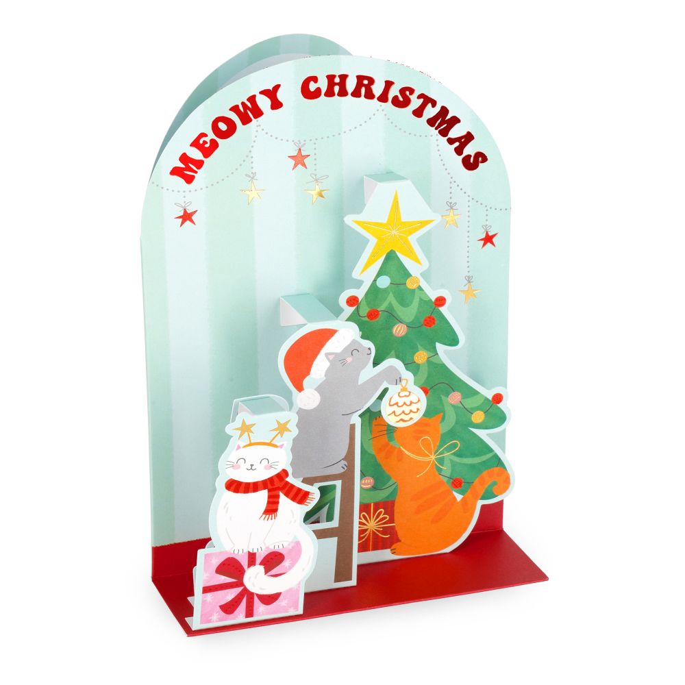Popup Greeting card, Xmas, Kitty, Meowy Christmas and a Happy Meow Year (BGPXS0001)