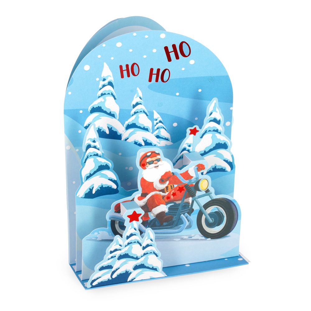 Popup Greeting card, Xmas, Santa Bike, Ho ho ho Merry Christmas! (BGPXS0006)