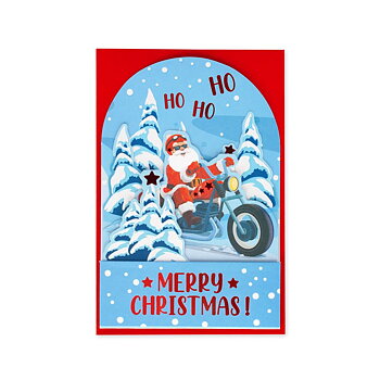 Popup Greeting card, Xmas, Santa Bike, Ho ho ho Merry Christmas! (BGPXS0006)