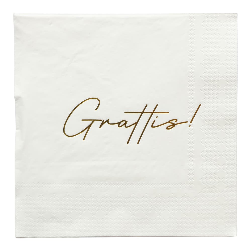 Servetter - "Grattis" i guldtext