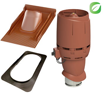 Vilpe Komplett paket: Takfläkt ECo160P Flow UNITILE, Tegelröd