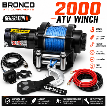 Bronco Generation II 2000 lbs ATV Vinsch med Syntetlina