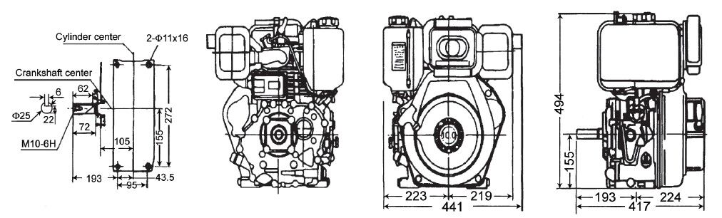 Dieselmotor Loncin 15 hk, 25,4 mm axel, elstart.  - 3