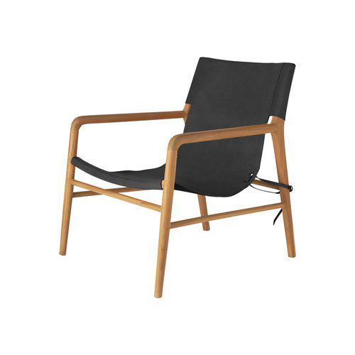 Beja Loungestol teak/läder Svart 