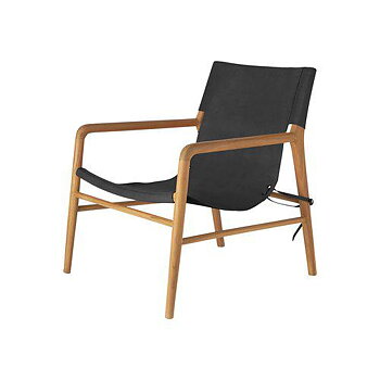 Beja Loungestol teak/läder Svart