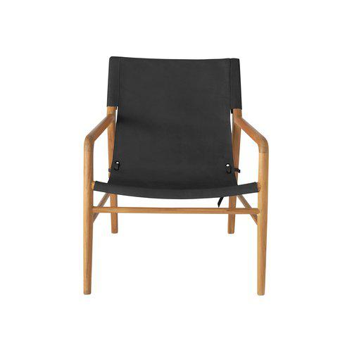 Beja Loungestol teak/läder Svart 