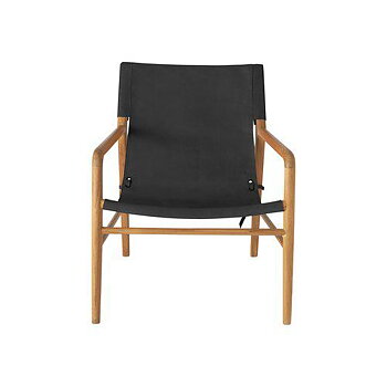 Beja Loungestol teak/läder Svart