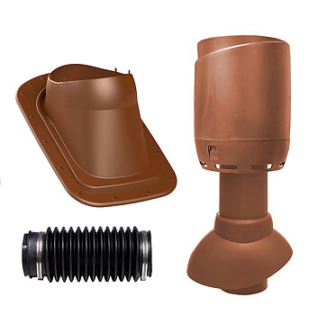 Vilpe Komplett paket: Avloppsluftare 110P Flow Slät plåt/Bandtäckning, Tegelröd