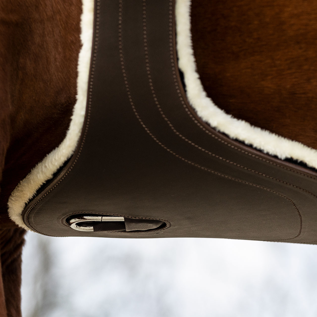 QHP Belly Guard Girth with Detachable Fur - Dark Brown