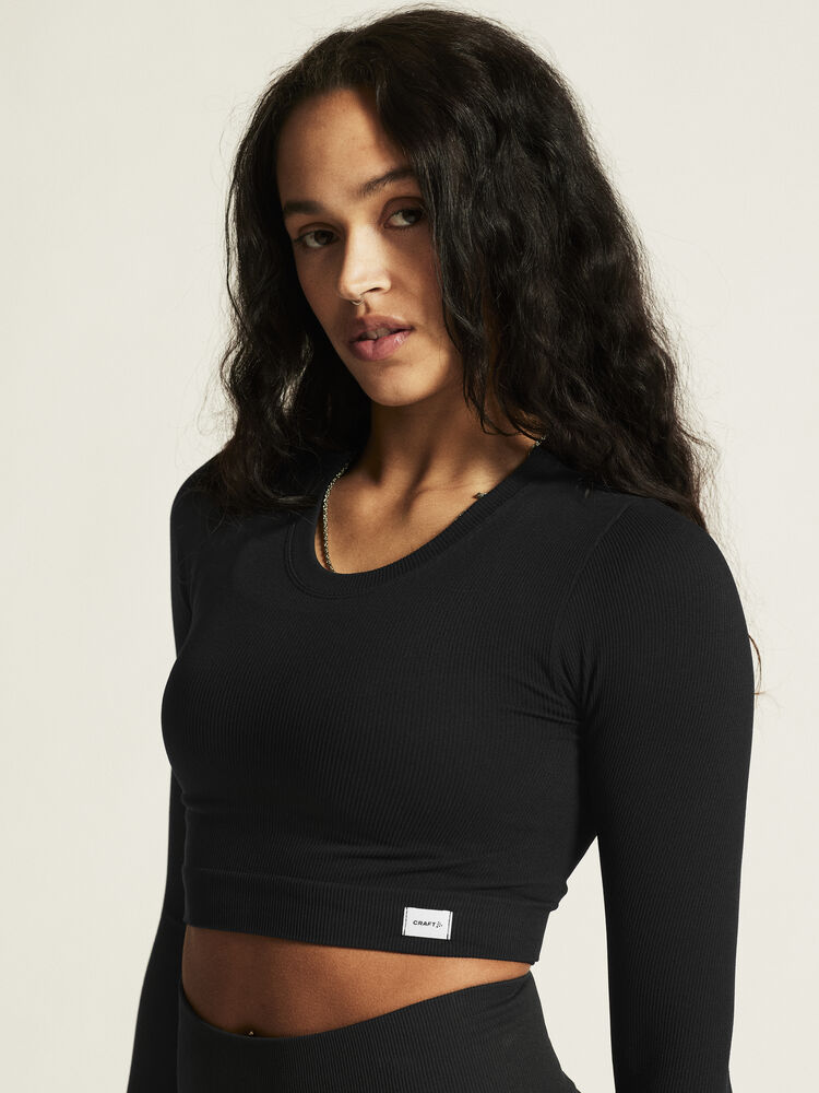 Collective Rib Cropped LS Top W - 12