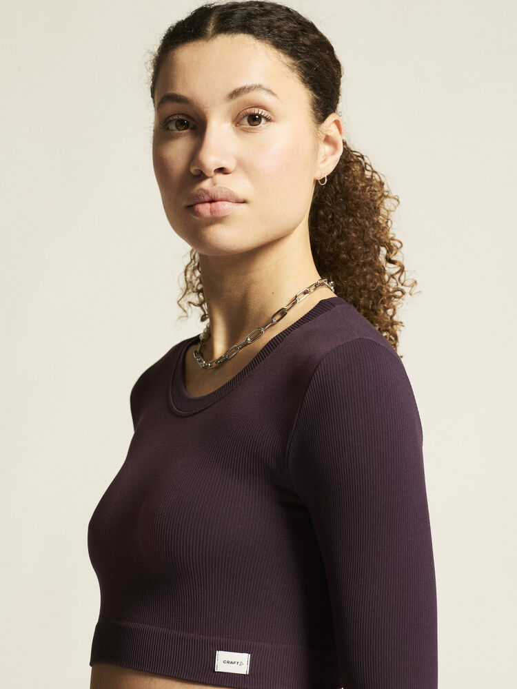 Collective Rib Cropped LS Top W - 6