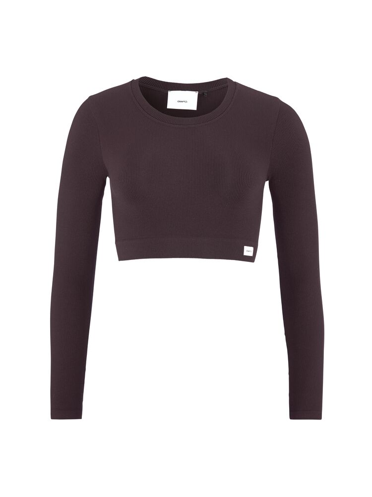 Collective Rib Cropped LS Top W - 16