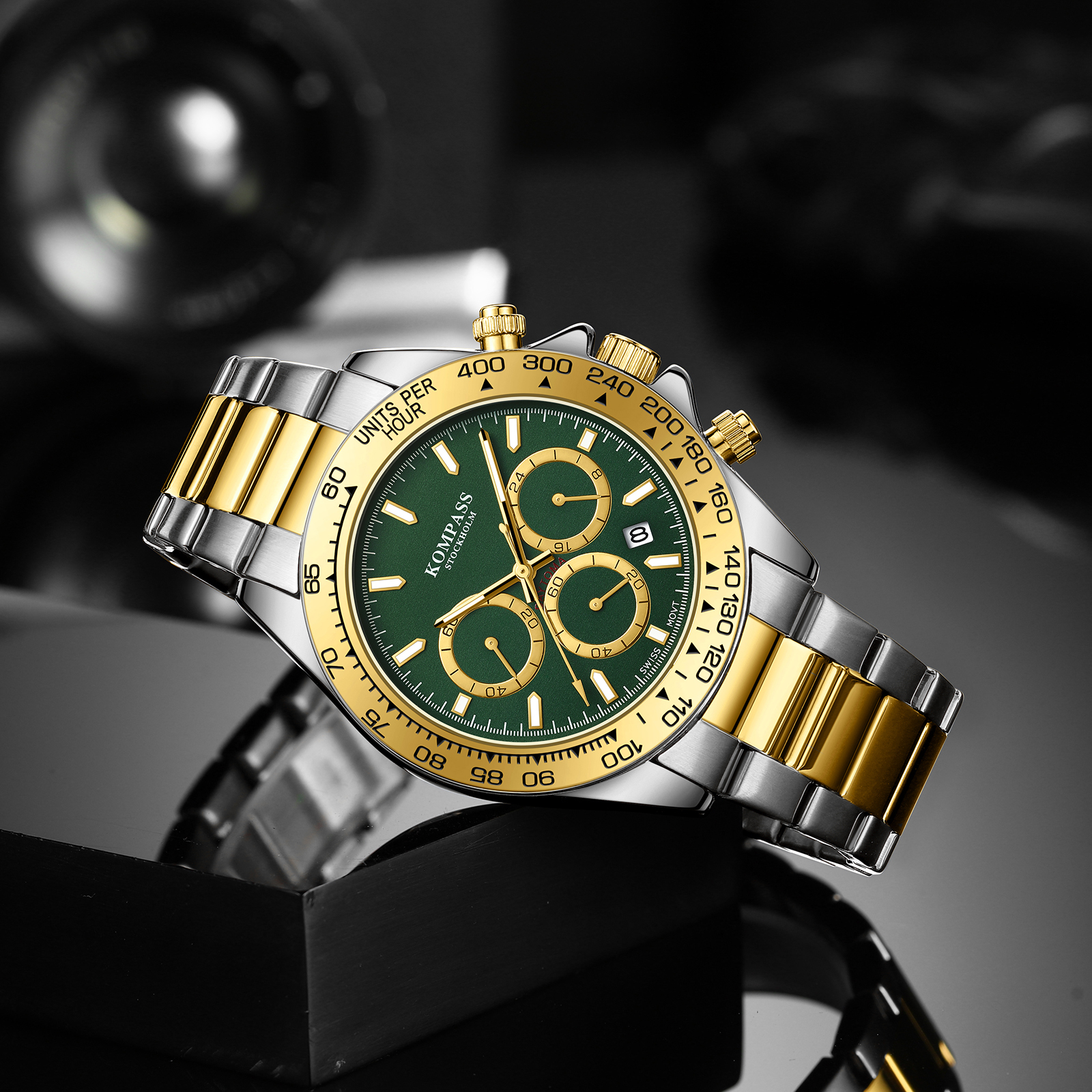 Kompass ChronoRace Silver Gold Green - 4
