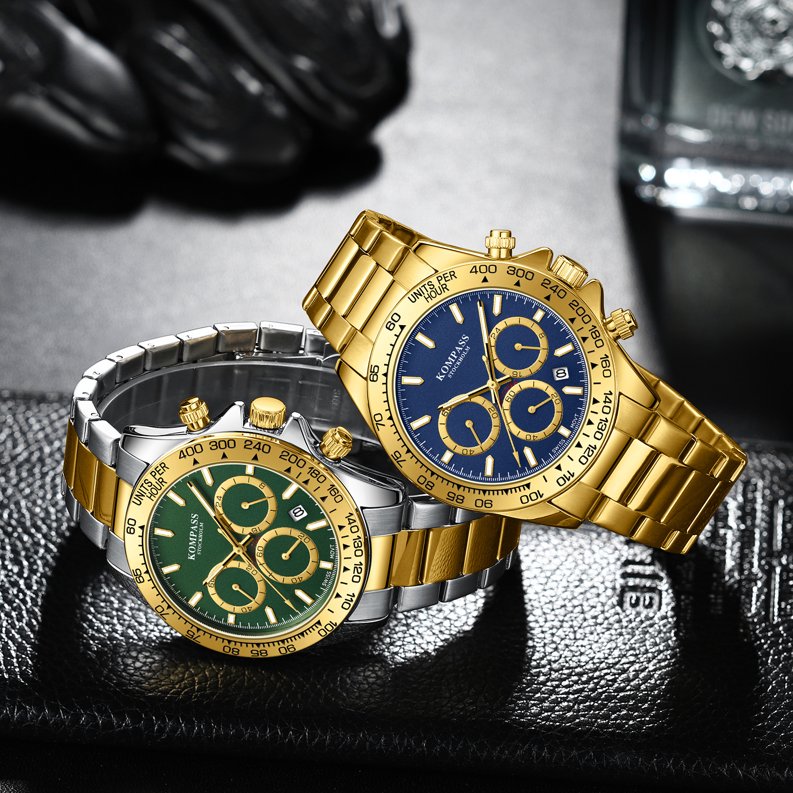 Kompass ChronoRace Silver Gold Green - 9