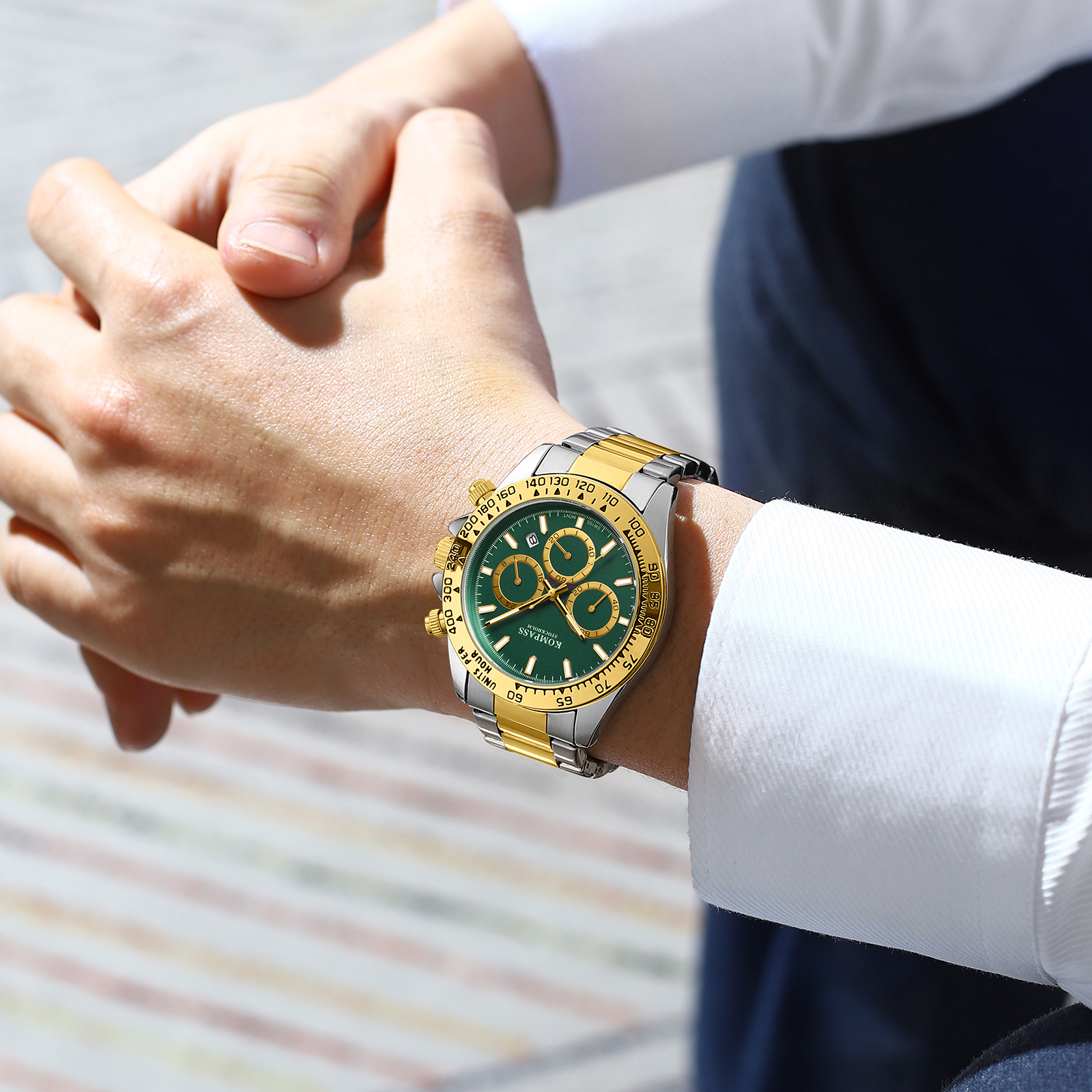 Kompass ChronoRace Silver Gold Green - 8