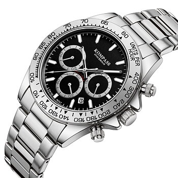 Kompass ChronoRace Silver Black