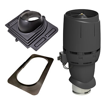 Vilpe Komplett paket: Takfläkt ECo160P Flow Profilerad plåt, Svart
