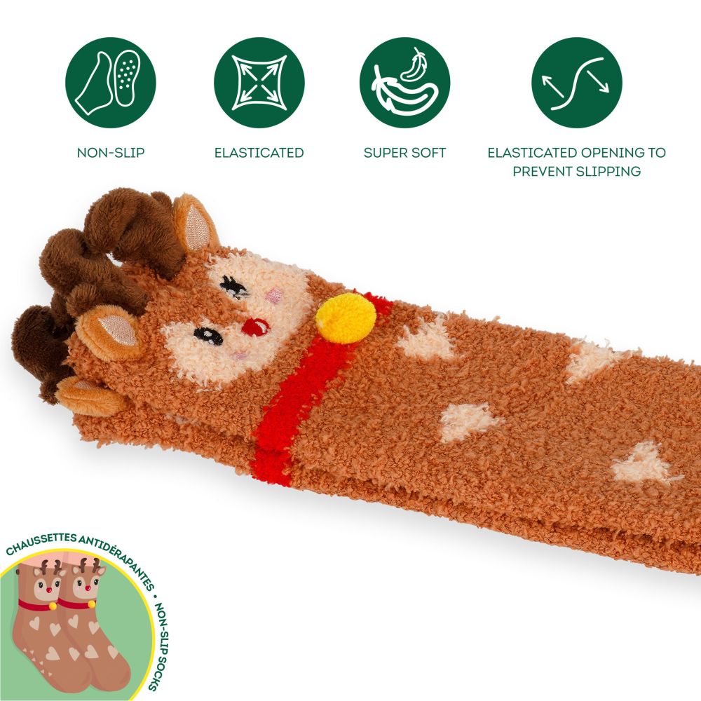 It´s a match, non slip socks, Reindeer (børn) - 4