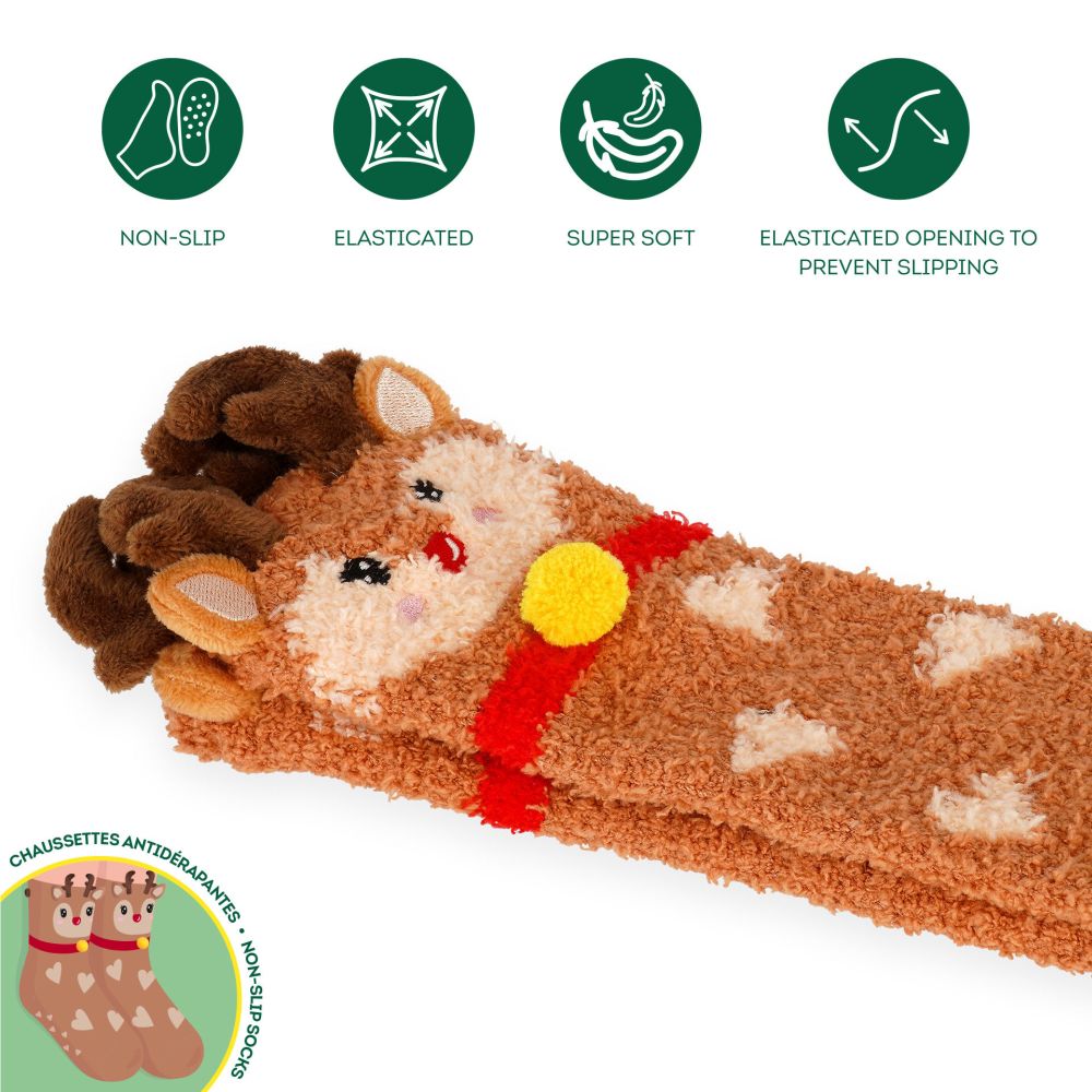 It´s a match, non slip socks, Reindeer (voksen) - 3