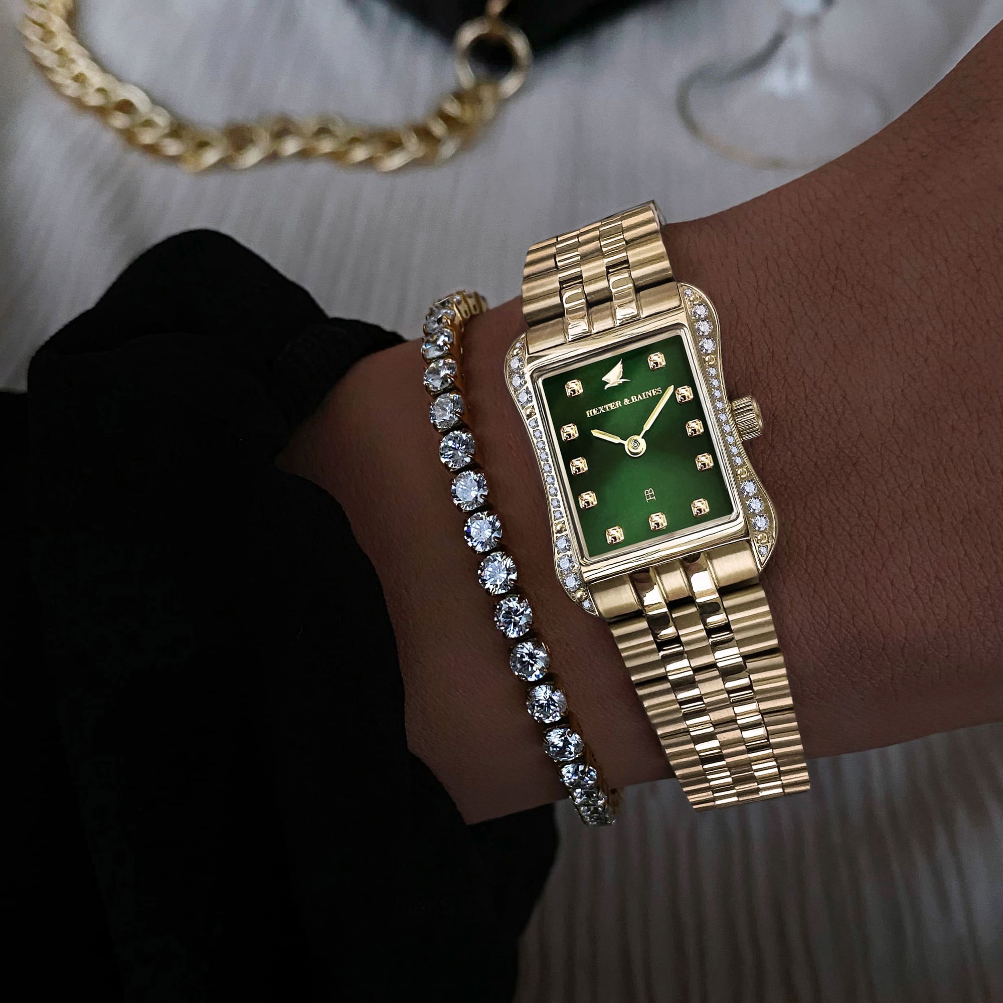 H&B Cronvas Pavé, Gold & Green - 9