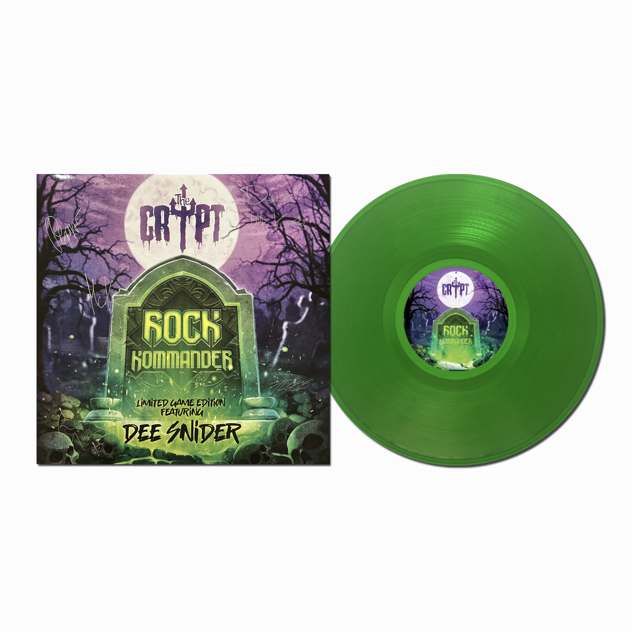 THE CRYPT - ROCK KOMMANDER (GREEN VINYL LP) SIGNED! - 4