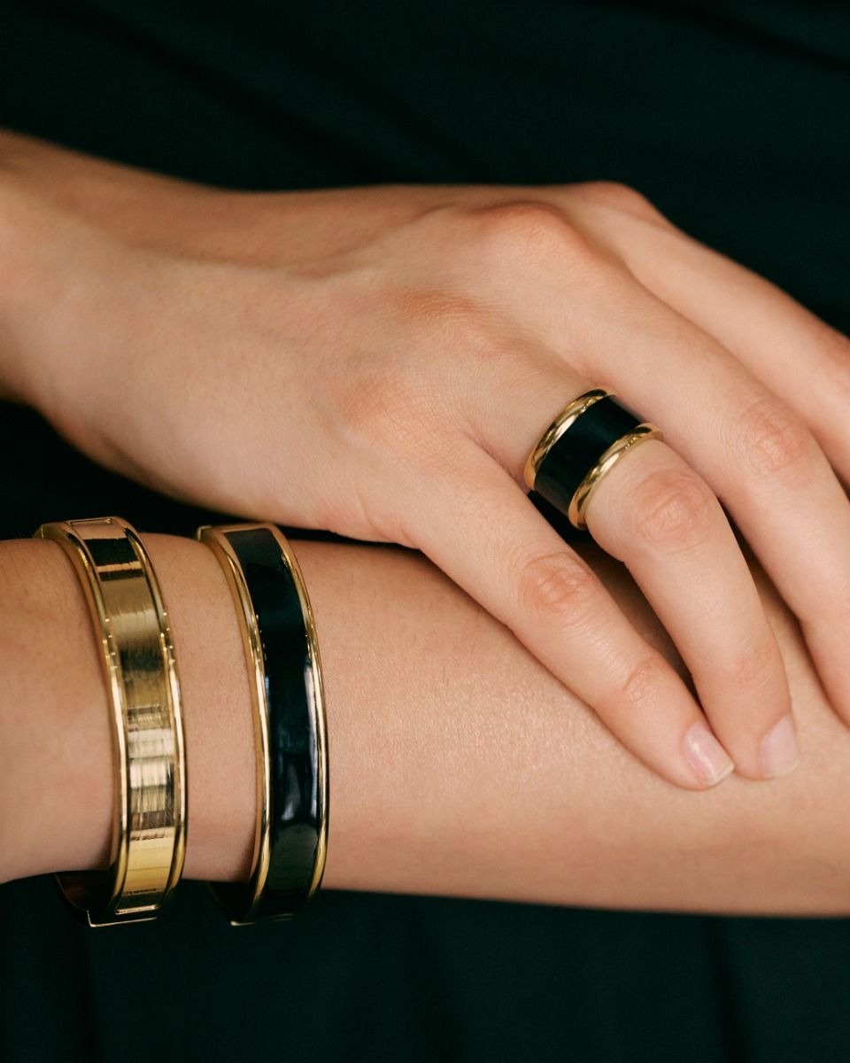 Frame Enamel Bangle Black Gold - Edblad - 4