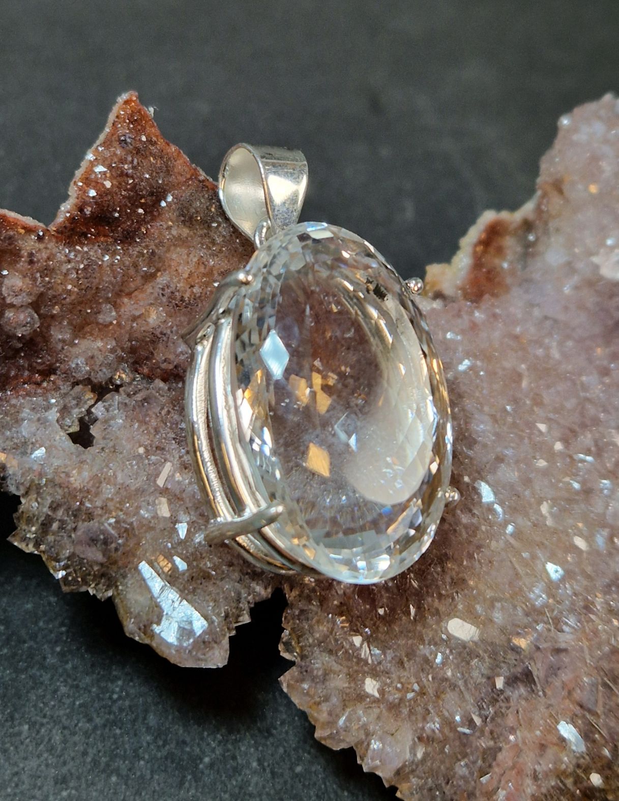 Bergkristall Cabochon Hänge i Äkta Silver - 4