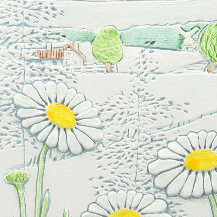 Aimo Nietosvuori (1970s) Rectangular Wall Plaque with Daisys Motif 23 cm