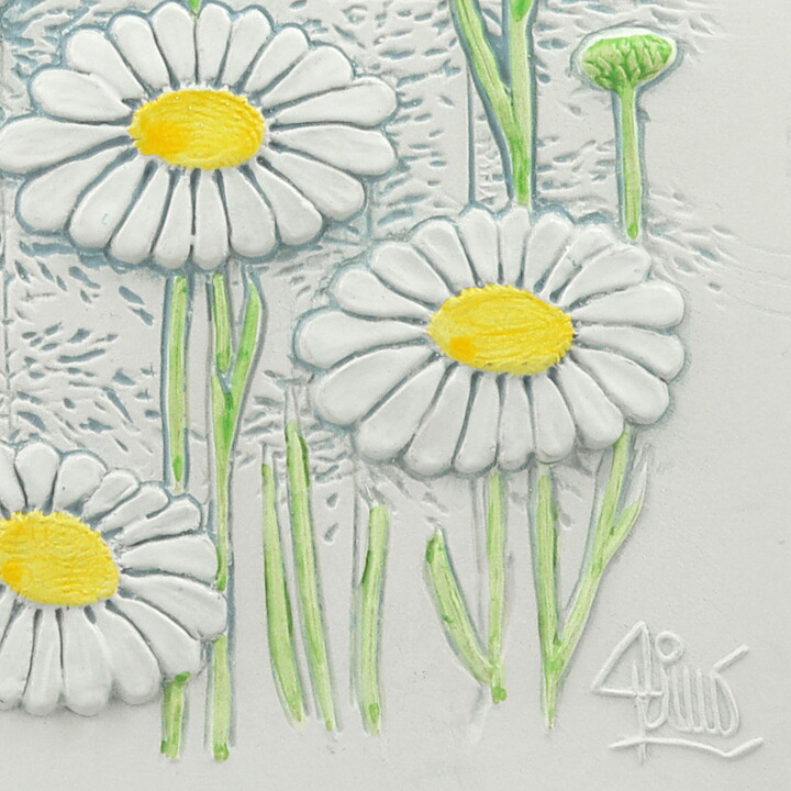 Aimo Nietosvuori (1970s) Rectangular Wall Plaque with Daisys Motif 23 cm