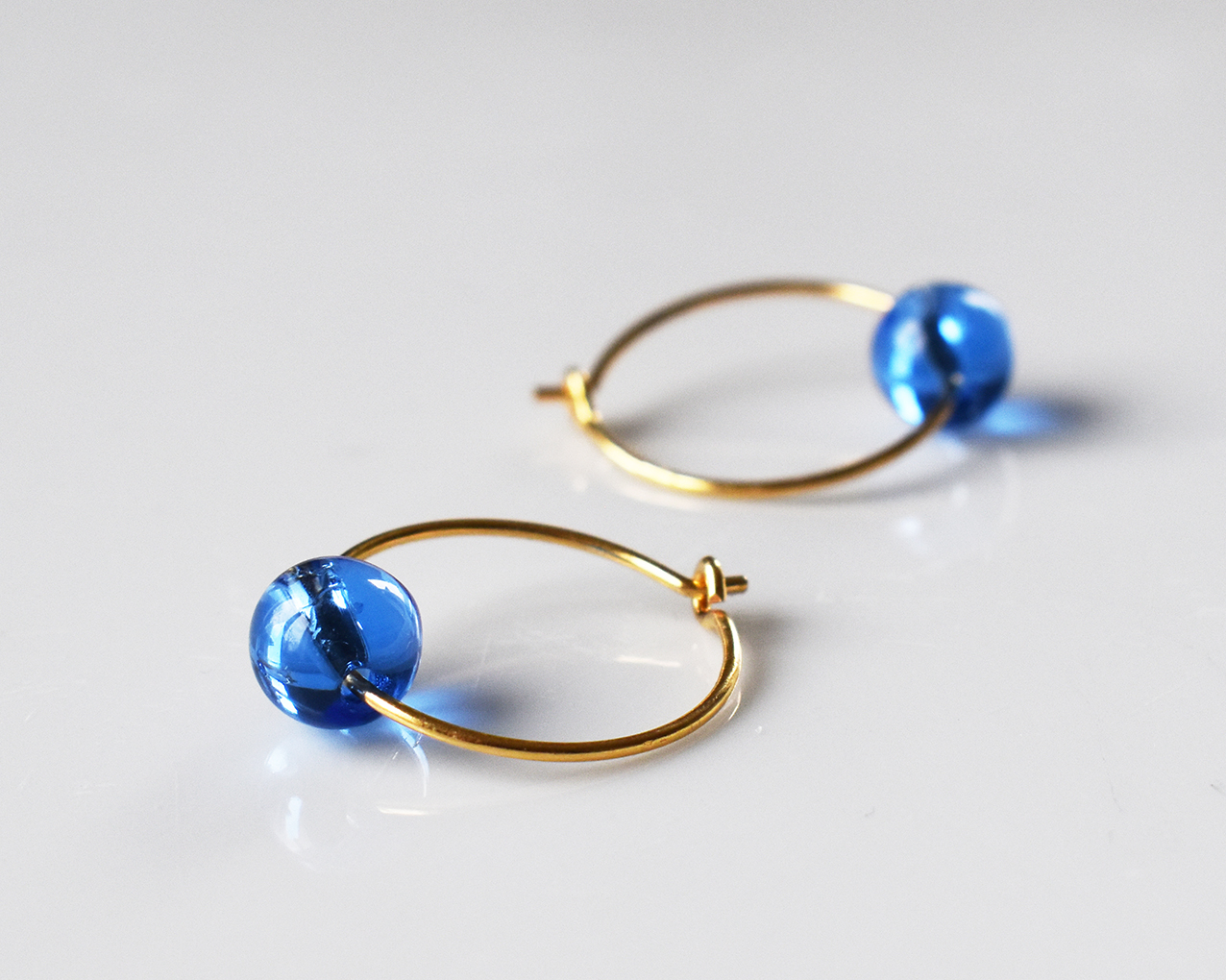 ELVES MIDNIGHT - light blue earrings in gold plated silver - 2
