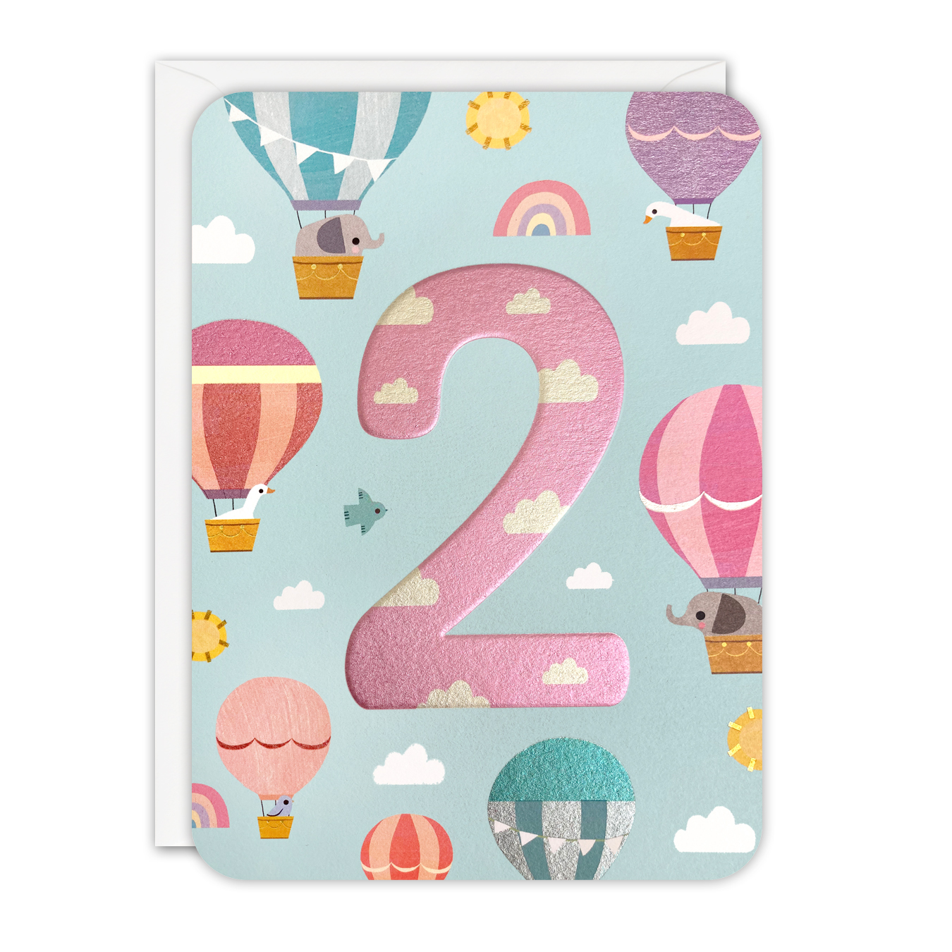 Age 2 Balloons Sprouts Greeting Card