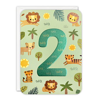 Age 2 Lions and Tigers Sprouts Greeting Card