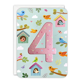 Age 4 Birds Sprouts Greeting Card