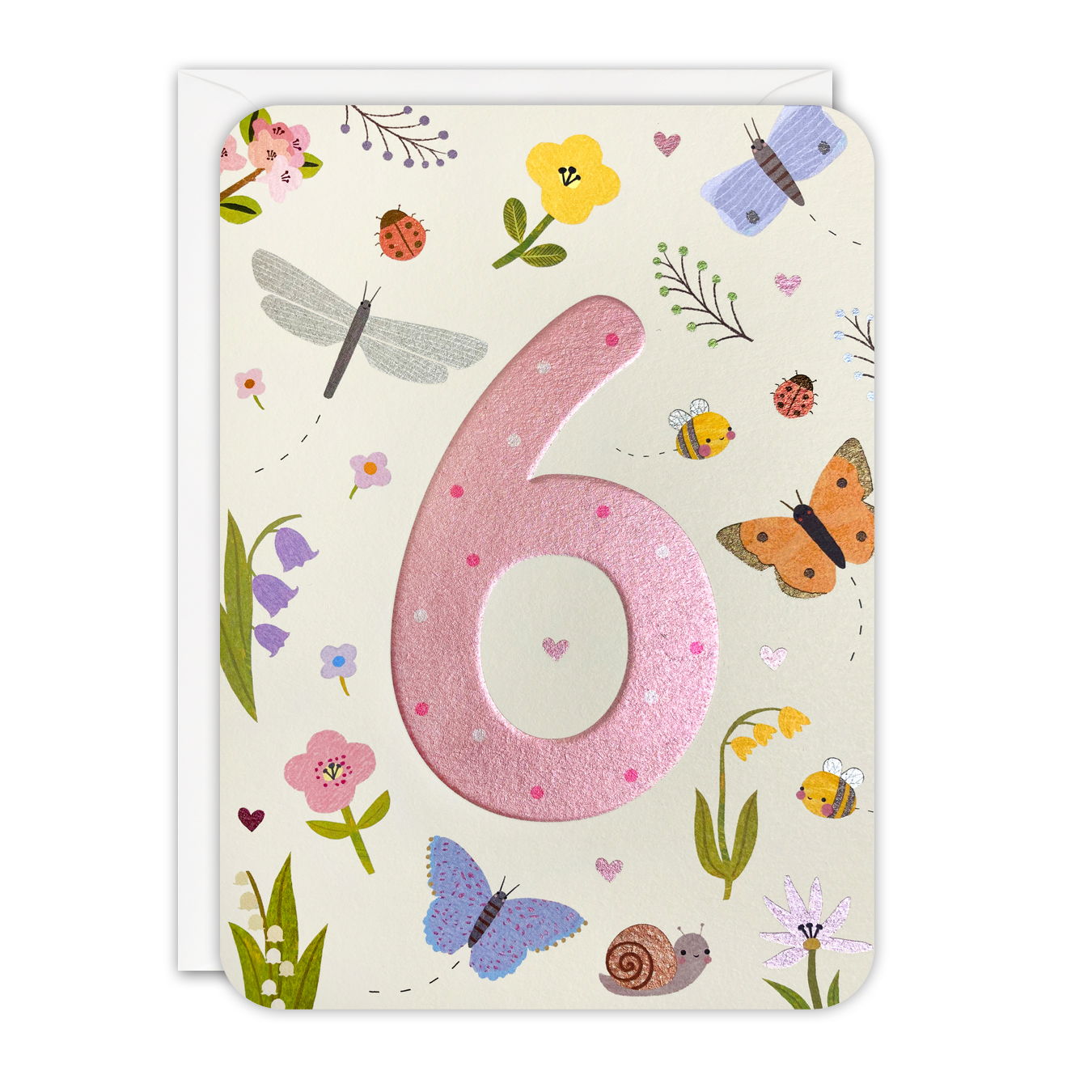 Age 6 Butterflies Sprouts Greeting Card