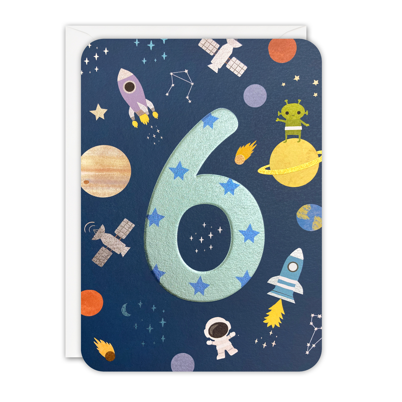 Age 6 Outer Space Sprouts Greeting Card