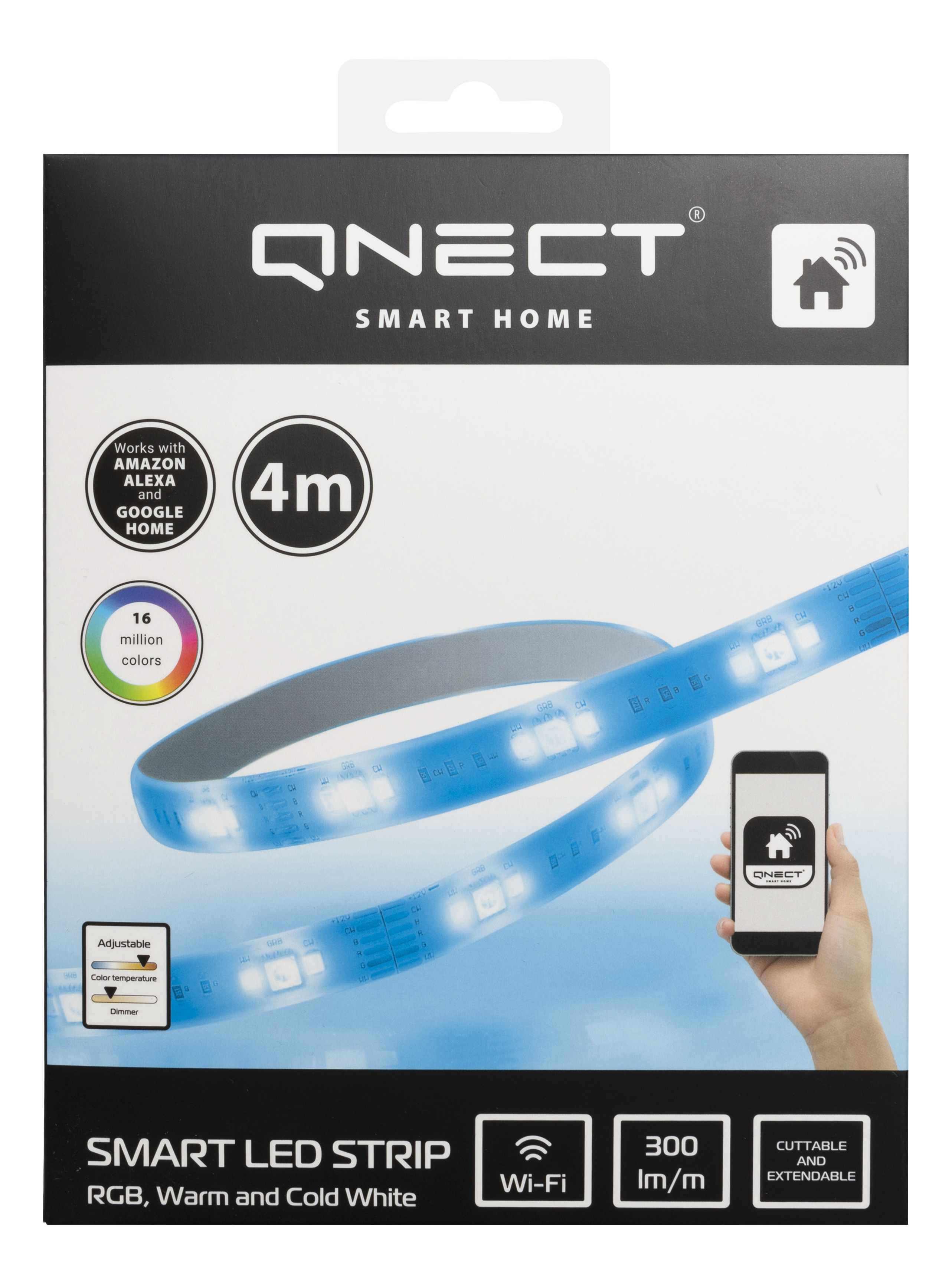QNECT Smart Home LED-list, RGB, 4m, WiFi 2,4GHz, dimbar - 3